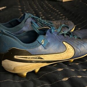 Nike Tiempo Blue and Black Soccer Cleats